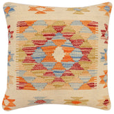 handmade Traditional Pillow Beige Rust Hand-Woven SQUARE 100% WOOL Hand woven turkish pillow2' x 2'