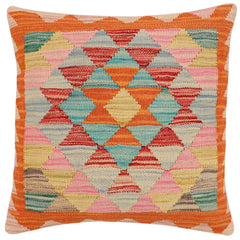 handmade Traditional Pillow Rust Red Hand-Woven SQUARE 100% WOOL Hand woven turkish pillow2' x 2'