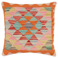 handmade Traditional Pillow Rust Red Hand-Woven SQUARE 100% WOOL Hand woven turkish pillow2' x 2'
