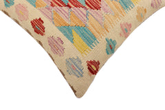 handmade Traditional Pillow Beige Red Hand-Woven SQUARE 100% WOOL Hand woven turkish pillow2' x 2'