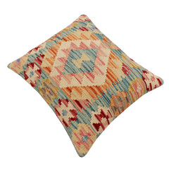 handmade Traditional Pillow Blue Rust Hand-Woven SQUARE 100% WOOL Hand woven turkish pillow 3 x 5