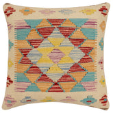 handmade Traditional Pillow Beige Rust Hand-Woven SQUARE 100% WOOL Hand woven turkish pillow2' x 2'