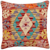 handmade Traditional Pillow Red Blue Hand-Woven SQUARE 100% WOOL Hand woven turkish pillow 2 x 2