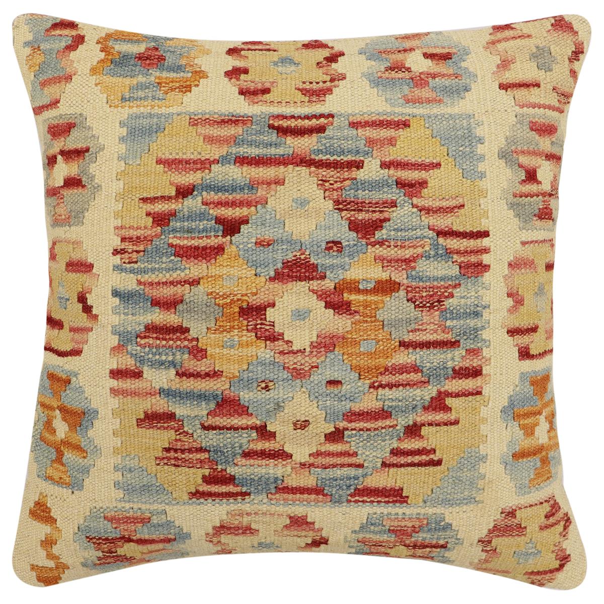 handmade Traditional Pillow Red Rust Hand-Woven SQUARE 100% WOOL Hand woven turkish pillow2' x 2'