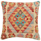 handmade Traditional Pillow Red Blue Hand-Woven SQUARE 100% WOOL Hand woven turkish pillow 2 x 2