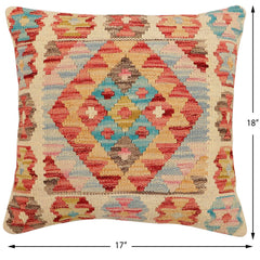 handmade Traditional Pillow Red Blue Hand-Woven SQUARE 100% WOOL Hand woven turkish pillow 2 x 2