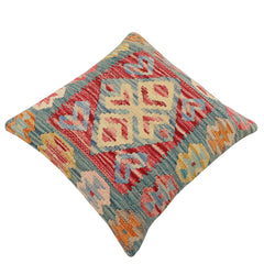 handmade Traditional Pillow Blue Red Hand-Woven SQUARE 100% WOOL Hand woven turkish pillow 2 x 2