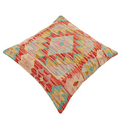 handmade Traditional Pillow Red Blue Hand-Woven SQUARE 100% WOOL  Hand woven turkish pillow  2 x 2