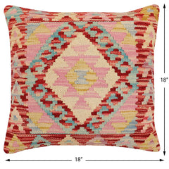 handmade Traditional Pillow Red Blue Hand-Woven SQUARE 100% WOOL Hand woven turkish pillow2' x 2'