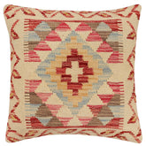 handmade Traditional Pillow Beige Red Hand-Woven SQUARE 100% WOOL Hand woven turkish pillow2' x 2'