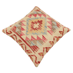 handmade Traditional Pillow Beige Red Hand-Woven SQUARE 100% WOOL Hand woven turkish pillow 2 x 2