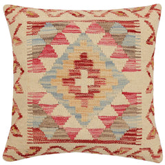 handmade Traditional Pillow Beige Red Hand-Woven SQUARE 100% WOOL Hand woven turkish pillow 2 x 2