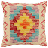 handmade Traditional Pillow Beige Red Hand-Woven SQUARE 100% WOOL Hand woven turkish pillow2' x 2'