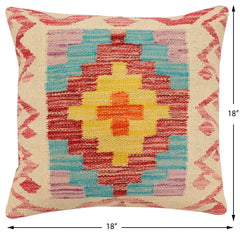handmade Traditional Pillow Beige Red Hand-Woven SQUARE 100% WOOL Hand woven turkish pillow2' x 2'