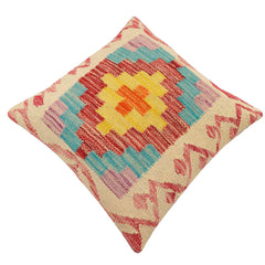 handmade Traditional Pillow Beige Red Hand-Woven SQUARE 100% WOOL Hand woven turkish pillow2' x 2'