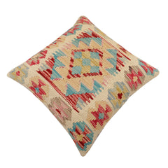 handmade Traditional Pillow Beige Red Hand-Woven SQUARE 100% WOOL  Hand woven turkish pillow  2 x 2