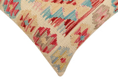 handmade Traditional Pillow Beige Red Hand-Woven SQUARE 100% WOOL  Hand woven turkish pillow  2 x 2