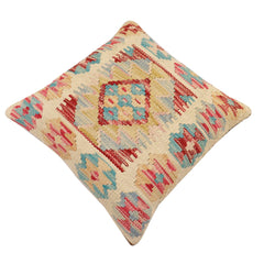 handmade Traditional Pillow Beige Red Hand-Woven SQUARE 100% WOOL Hand woven turkish pillow2' x 2'
