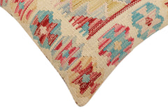 handmade Traditional Pillow Beige Red Hand-Woven SQUARE 100% WOOL Hand woven turkish pillow2' x 2'