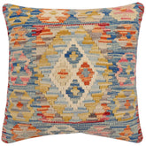 handmade Traditional Pillow Blue Rust Hand-Woven SQUARE 100% WOOL Hand woven turkish pillow2' x 2'