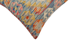 handmade Traditional Pillow Blue Rust Hand-Woven SQUARE 100% WOOL Hand woven turkish pillow2' x 2'