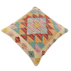 handmade Traditional Pillow Beige Rust Hand-Woven SQUARE 100% WOOL Hand woven turkish pillow 2 x 2