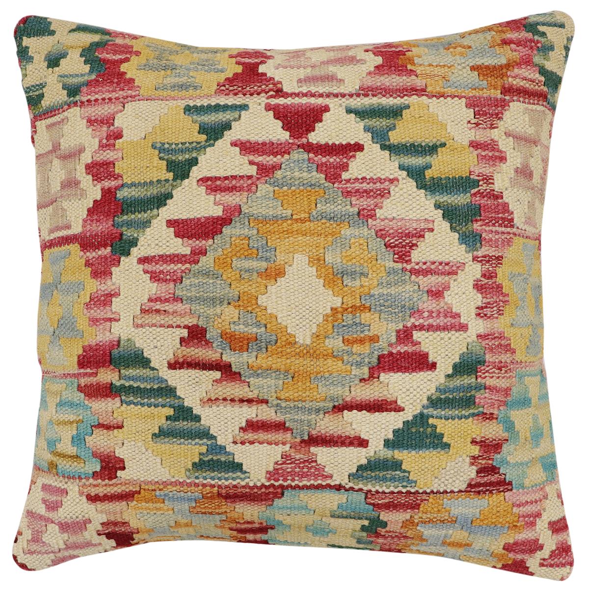 handmade Traditional Pillow Red Rust Hand-Woven SQUARE 100% WOOL Hand woven turkish pillow2' x 2'