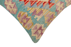 handmade Traditional Pillow Rust Blue Hand-Woven SQUARE 100% WOOL Hand woven turkish pillow2' x 2'