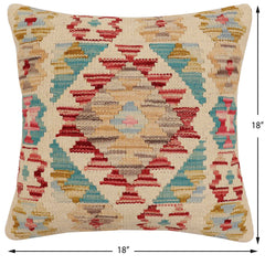 handmade Traditional Pillow Red Beige Hand-Woven SQUARE 100% WOOL Hand woven turkish pillow2' x 2'