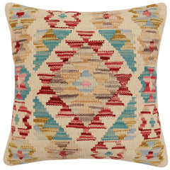 handmade Traditional Pillow Red Beige Hand-Woven SQUARE 100% WOOL Hand woven turkish pillow2' x 2'