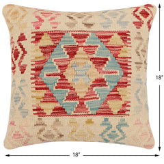 handmade Traditional Pillow Red Blue Hand-Woven SQUARE 100% WOOL Hand woven turkish pillow2' x 2'