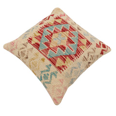 handmade Traditional Pillow Red Blue Hand-Woven SQUARE 100% WOOL Hand woven turkish pillow2' x 2'