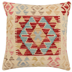 handmade Traditional Pillow Rust Blue Hand-Woven SQUARE 100% WOOL Hand woven turkish pillow 2 x 2