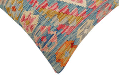 handmade Traditional Pillow Blue Beige Hand-Woven SQUARE 100% WOOL Hand woven turkish pillow2' x 2'