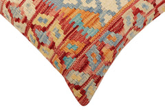 handmade Traditional Pillow Rust Blue Hand-Woven SQUARE 100% WOOL Hand woven turkish pillow2' x 2'