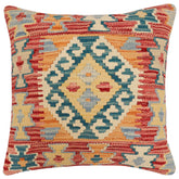 handmade Traditional Pillow Rust Green Hand-Woven SQUARE 100% WOOL Hand woven turkish pillow2' x 2'
