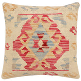handmade Traditional Pillow Beige Pink Hand-Woven SQUARE 100% WOOL Hand woven turkish pillow2' x 2'