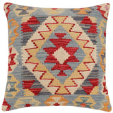 handmade Traditional Pillow Blue Beige Hand-Woven SQUARE 100% WOOL Hand woven turkish pillow2' x 2'