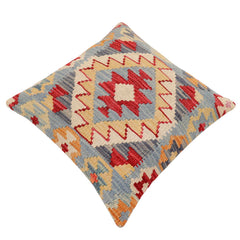 handmade Traditional Pillow Blue Beige Hand-Woven SQUARE 100% WOOL Hand woven turkish pillow2' x 2'