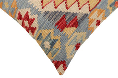 handmade Traditional Pillow Blue Beige Hand-Woven SQUARE 100% WOOL Hand woven turkish pillow2' x 2'