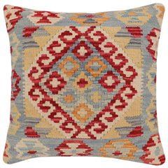 handmade Traditional Pillow Red Beige Hand-Woven SQUARE 100% WOOL Hand woven turkish pillow2' x 2'