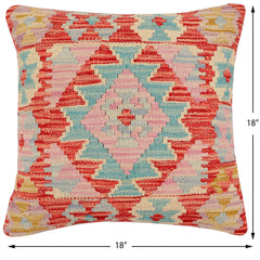 handmade Traditional Pillow Red Blue Hand-Woven SQUARE 100% WOOL Hand woven turkish pillow2' x 2'