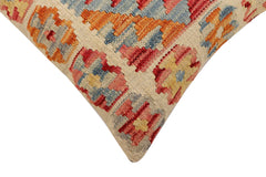 handmade Traditional Pillow Beige Rust Hand-Woven SQUARE 100% WOOL Hand woven turkish pillow2' x 2'