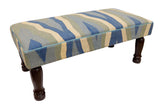 handmade Traditional Settees Blue Beige Hand-made RECTANGLE Vegetable dyed wool and wood 48'' x 24'' x 21''
