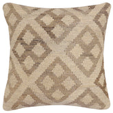 handmade Traditional Pillow Beige Tan Hand-Woven SQUARE 100% WOOL Hand woven turkish pillow2' x 2'