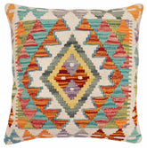handmade Traditional Pillow Rust Blue Hand-Woven SQUARE 100% WOOL Hand woven turkish pillow2' x 2'