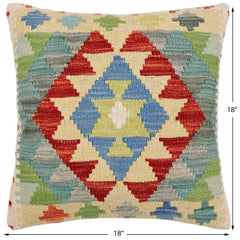 handmade Traditional Pillow Rust Blue Hand-Woven SQUARE 100% WOOL Hand woven turkish pillow2' x 2'