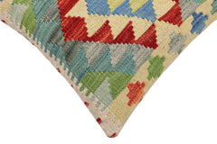 handmade Traditional Pillow Rust Blue Hand-Woven SQUARE 100% WOOL Hand woven turkish pillow2' x 2'