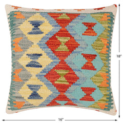 handmade Traditional Pillow Rust Blue Hand-Woven SQUARE 100% WOOL Hand woven turkish pillow 3 x 5