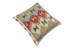 handmade Traditional Pillow Rust Blue Hand-Woven SQUARE 100% WOOL Hand woven turkish pillow 3 x 5